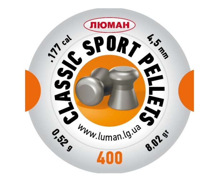 Пульки для пневматики "Classic Sport Pellet " к.4,5мм 0,52г 400шт (ЛЮМАН)