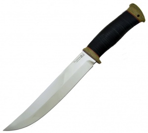 Нож туристический Атаман 95Х18 (кожа/текстолит/позолота станд.)