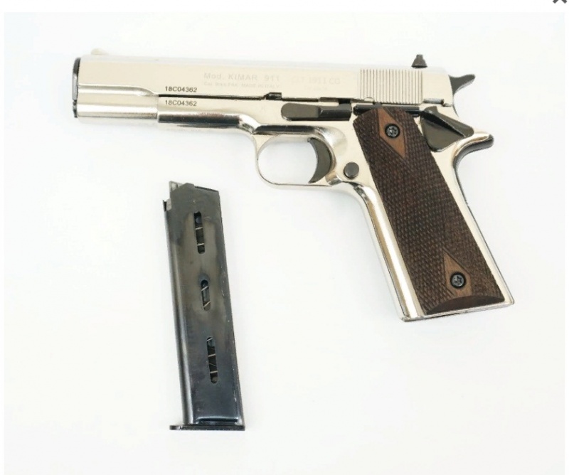 Пистолет охолощенный "1911-KURS", кал.10х24 (хром/матовый)
