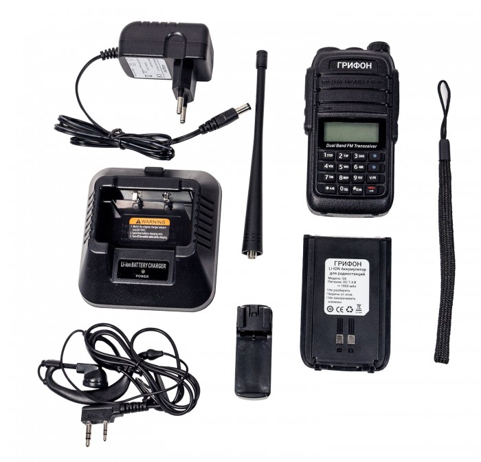 Радиостанция "ГРИФОН G-6", 136-174 (VHF) и 400-520 МГц (UHF), 1800 мА/ч, 5 Вт