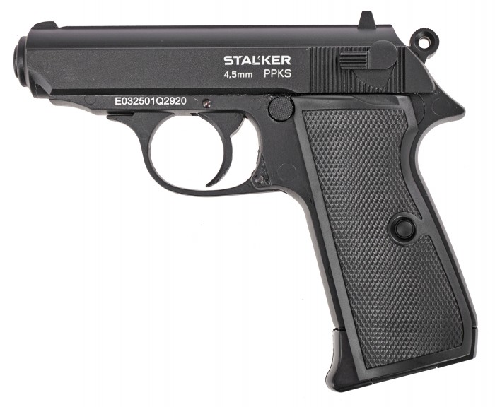 Пистолет пневматический Stalker PPKS (Walther PPK/S) к.4,5мм, 12г CO2, металл, 90 м/с, Blowback