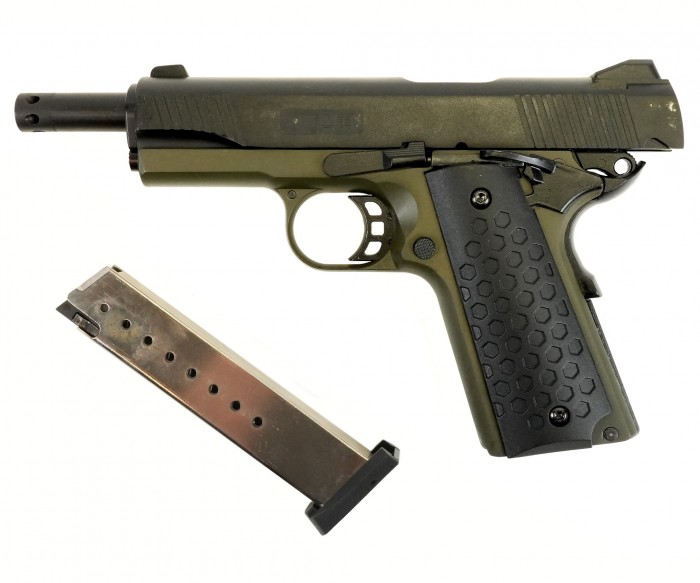 Пистолет сигнальный мод.К1911 KURS Classic хаки кал.5,5мм под патрон 10ТК