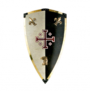 Щит ордена Тамплиеров "Рыцари Иерусалима", черно-белый, 69x46, сталь